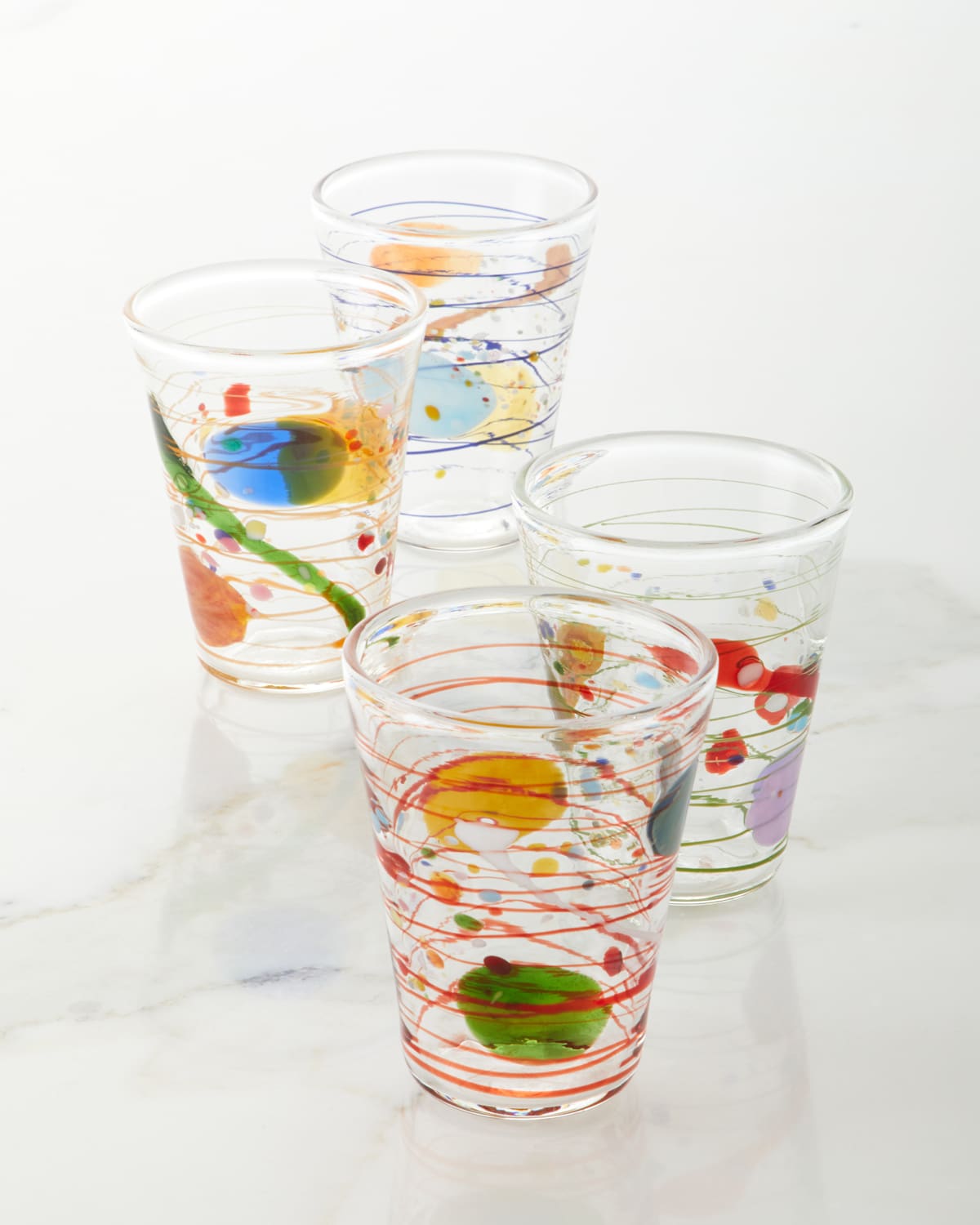 Massimo Lunardon Multicolor Swirl Water Glasses, Set Of 4 In Transparent