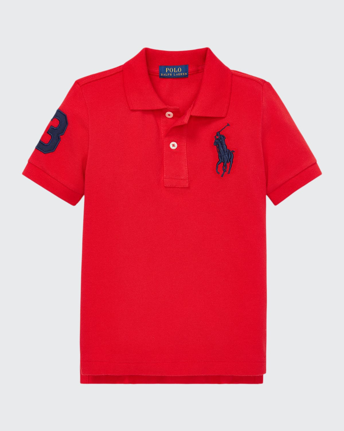 Shop Ralph Lauren Boy's Big Pony Mesh Knit Polo In Red
