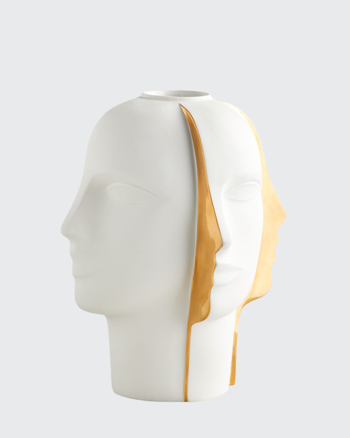 Jonathan Adler Atlas Split Vase In White/gold