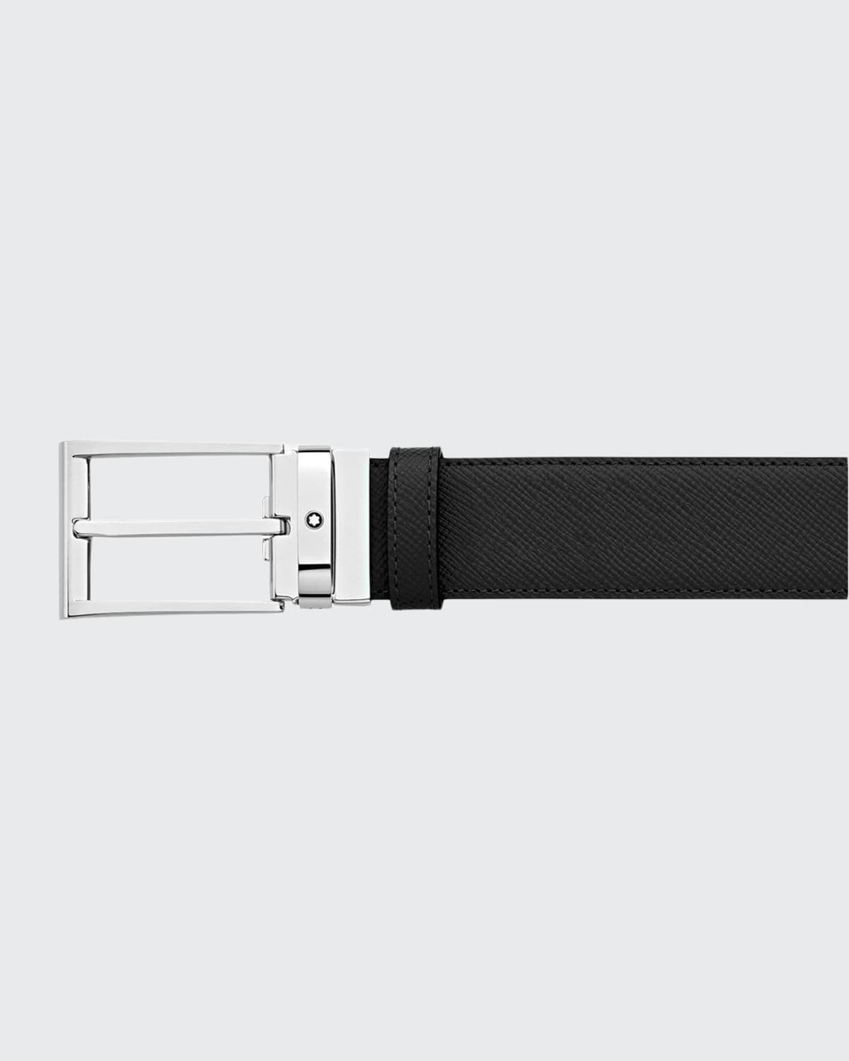 Shop Montblanc Trapeze Reversible Saffiano Leather Belt In Black/brown