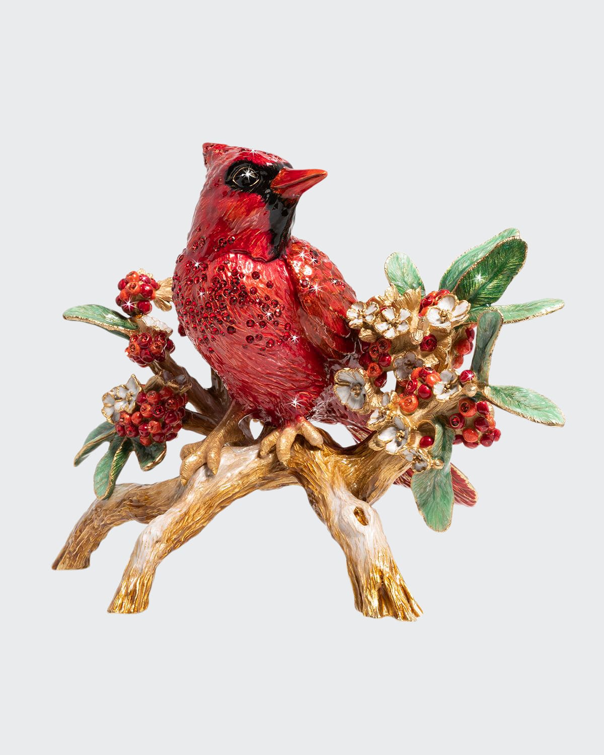 Jay Strongwater Cardinal On Branch Figurine In Red