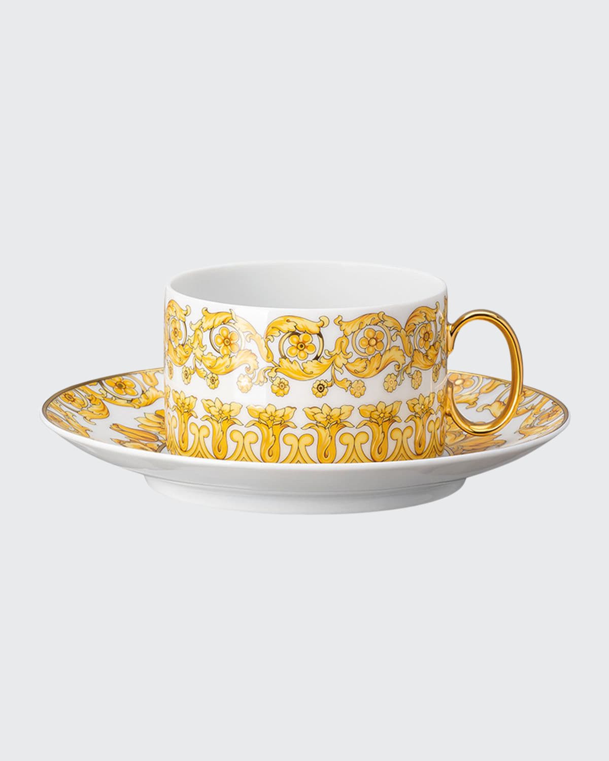 Versace Medusa Rhapsody Tea Cup & Saucer In Gold