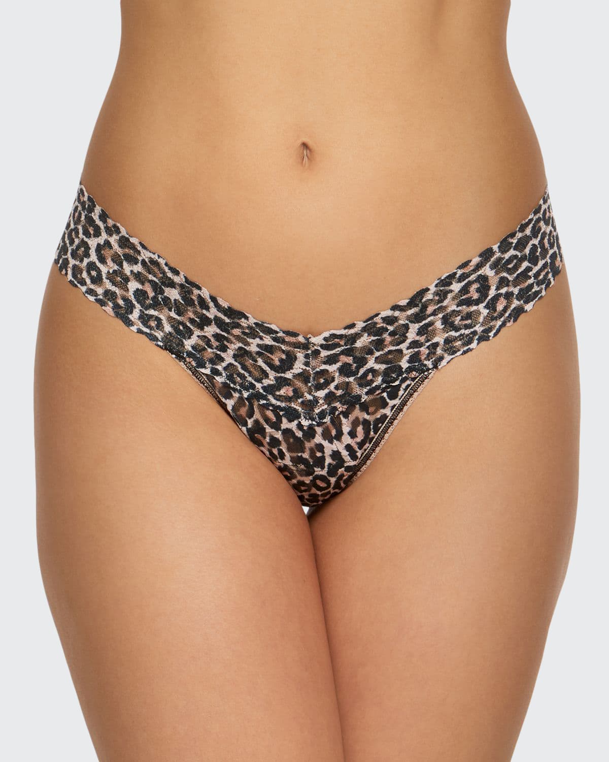Hanky Panky Leopard-Print Lace Low-Rise Thong