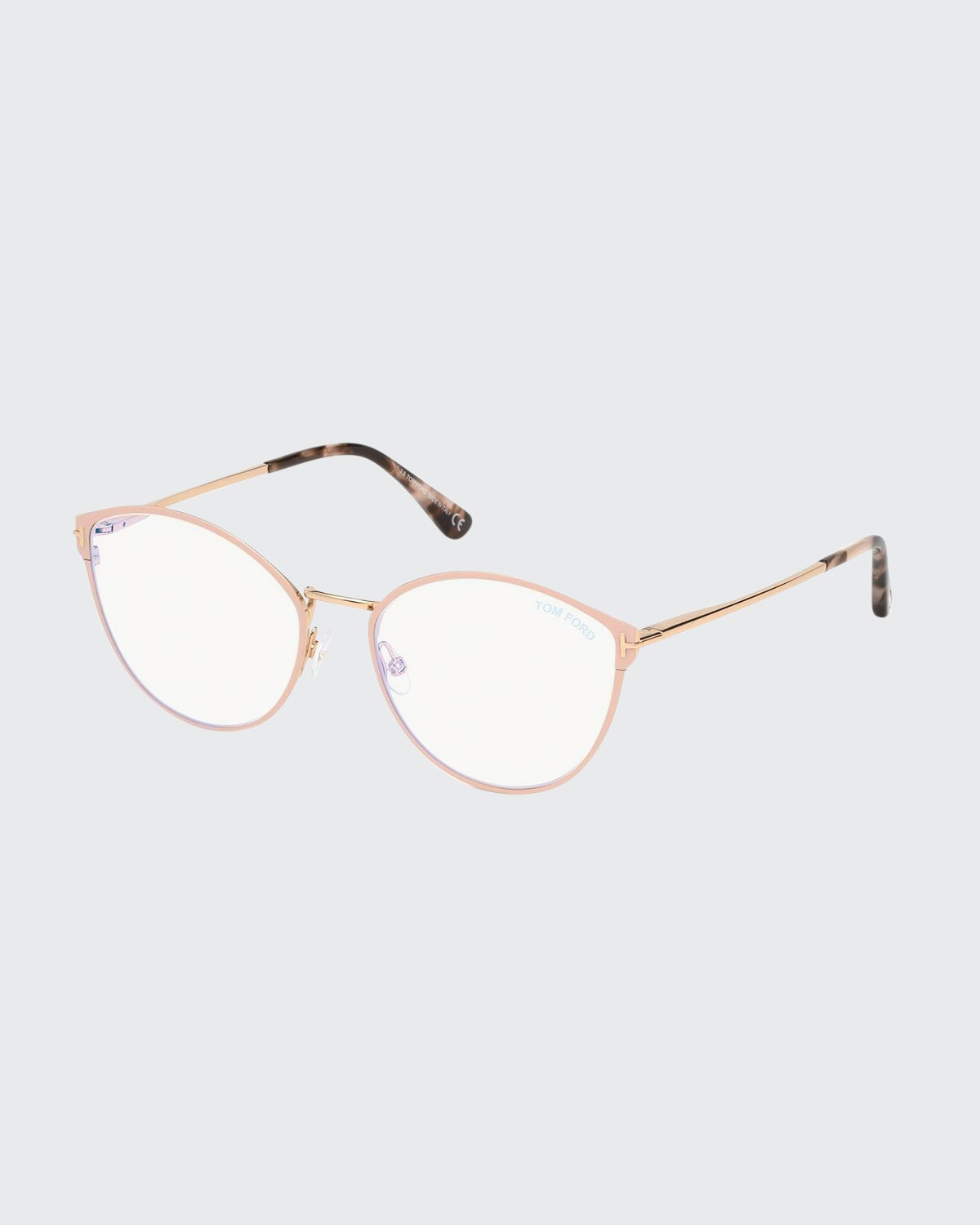 Tom Ford Blue Block Cat-eye Metal Optical Frames In Pink