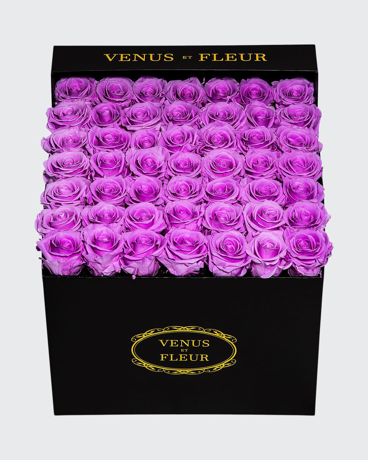 Venus Et Fleur Classic Large Square Rose Box In Lilac
