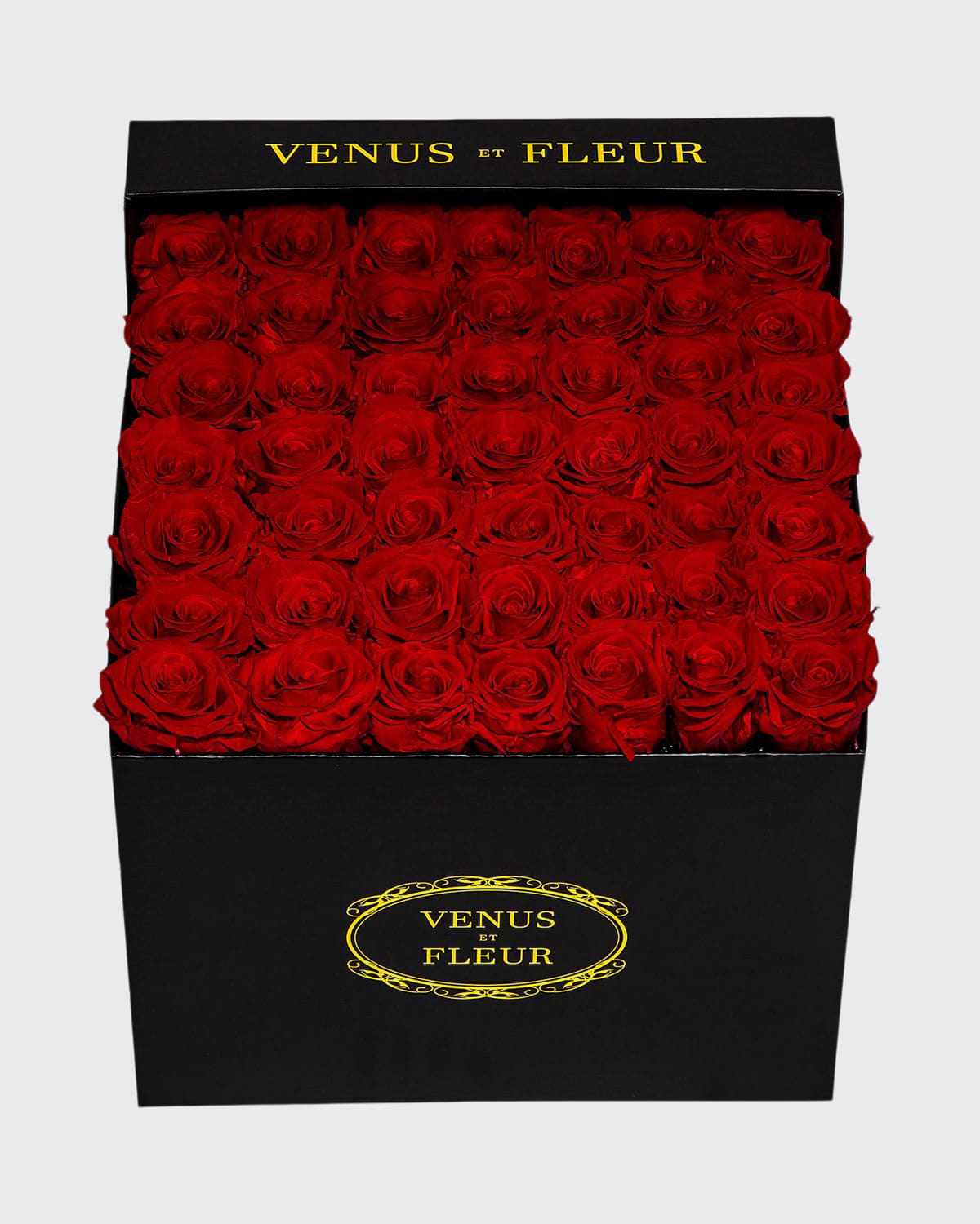 Venus Et Fleur Classic Large Square Rose Box In Red