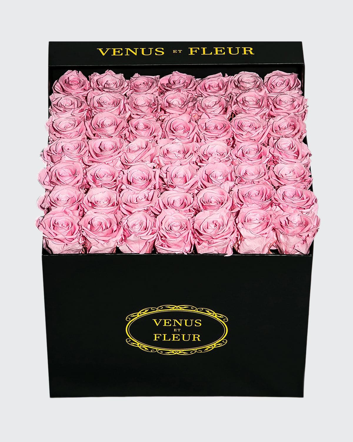 Venus Et Fleur Classic Large Square Rose Box In Pink