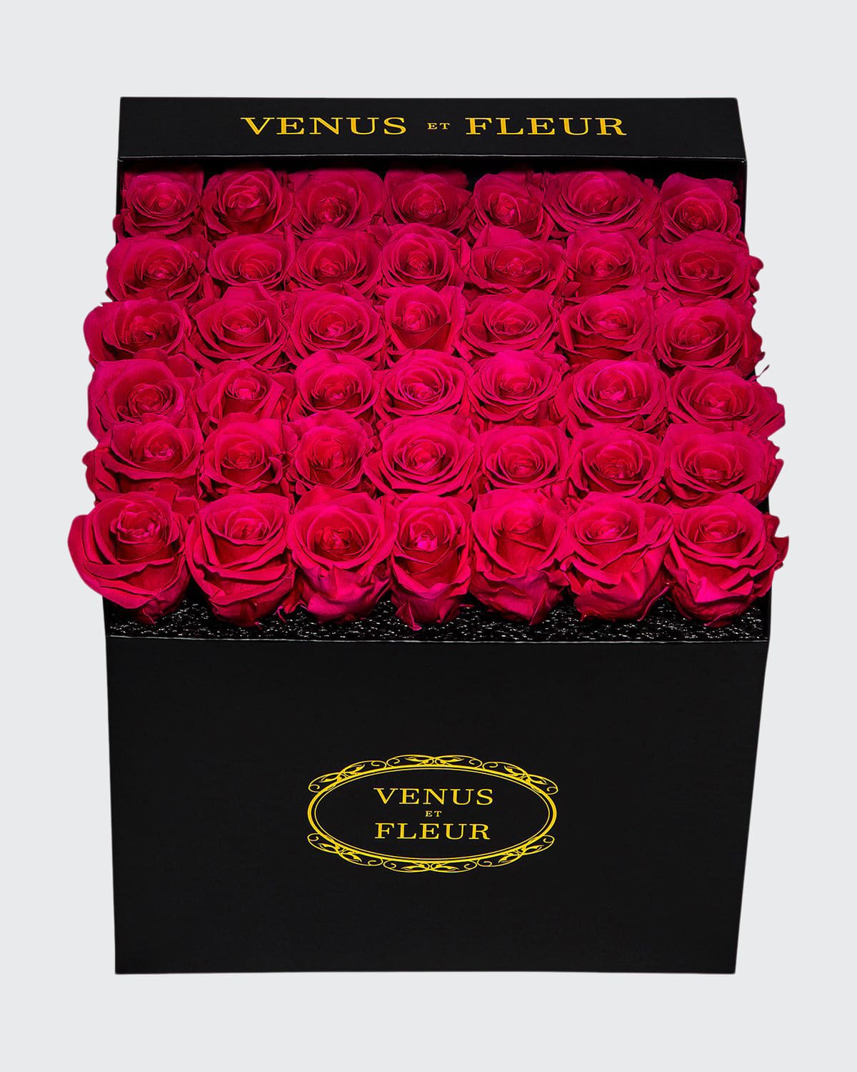 Venus Et Fleur Classic Large Square Rose Box In Hot Pink