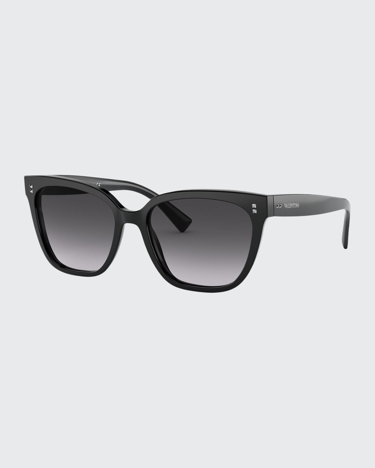 Valentino Garavani Square Acetate Sunglasses w/ Mini Rockstud Trim