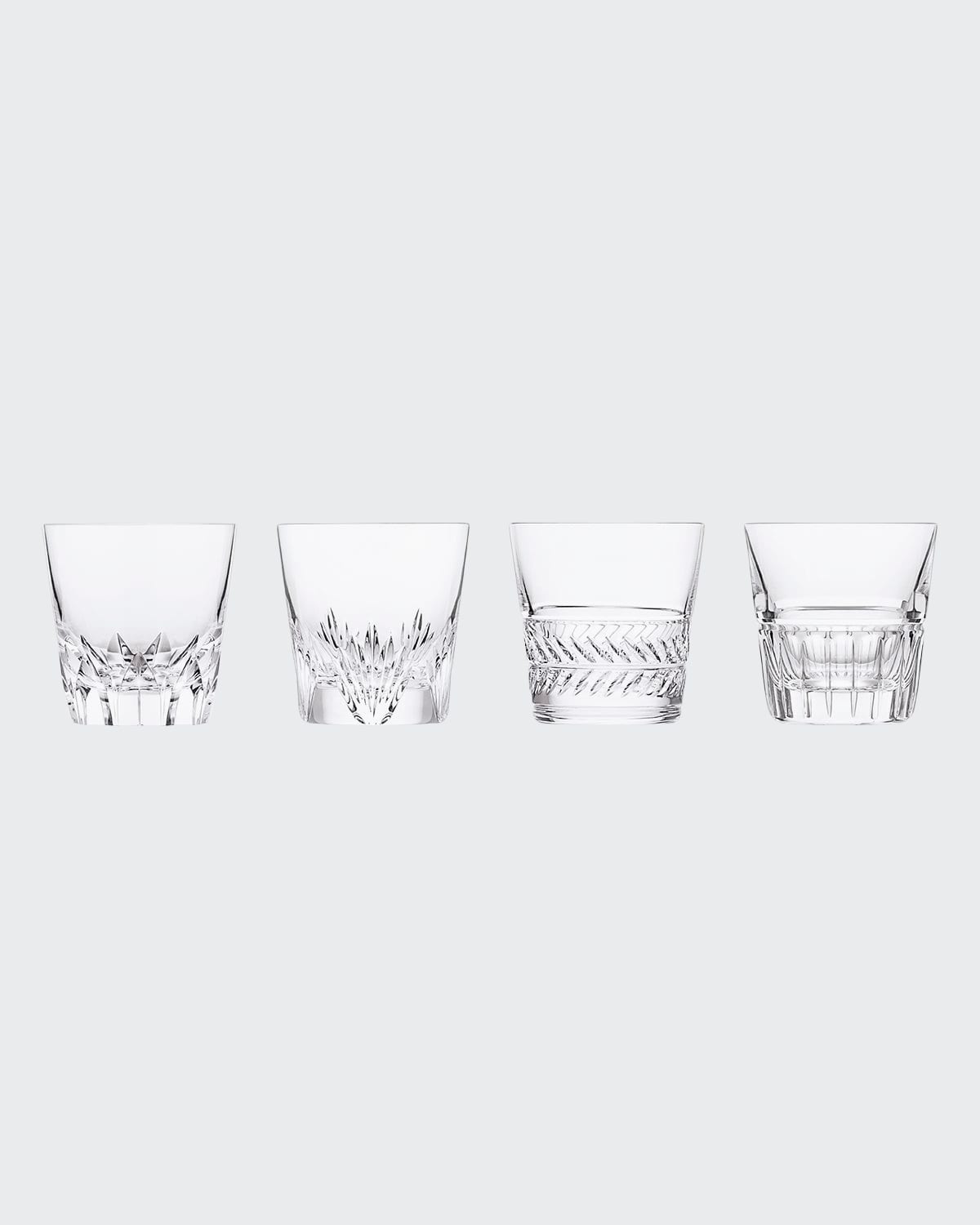 SAINT LOUIS CRYSTAL VERSAILLES KING LOUIS DOUBLE OLD FASHIONED GLASSES, SET OF 4