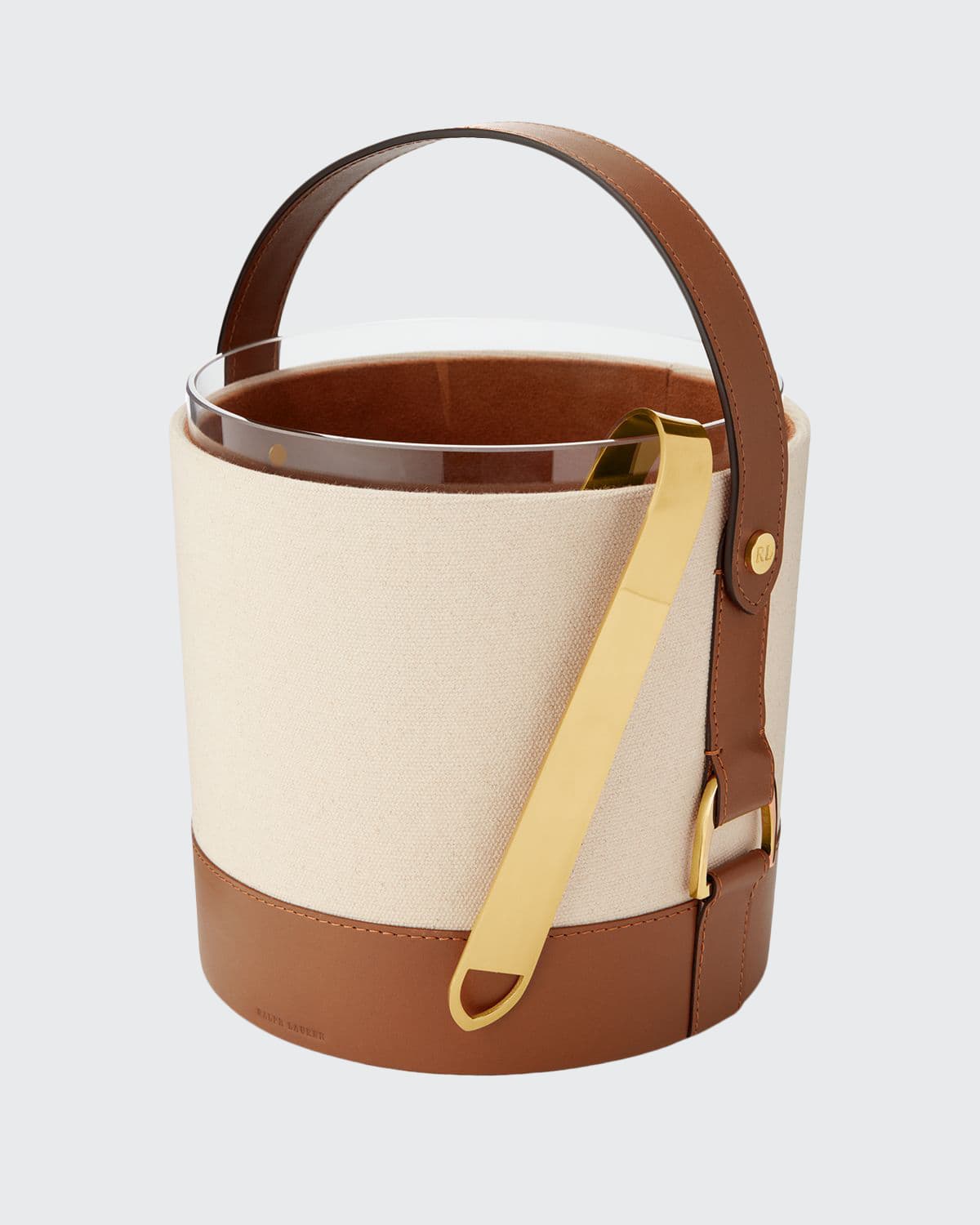 Shop Ralph Lauren Garrett Ice Bucket In Saddle Leather