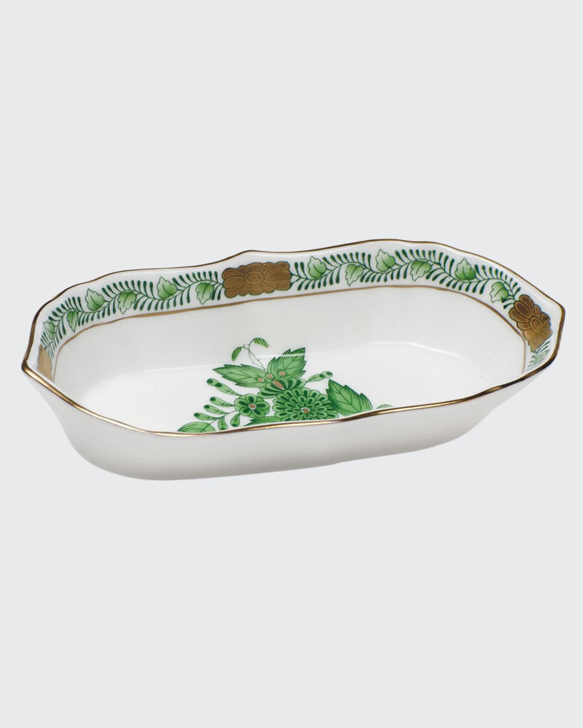 Herend Chinese Bouquet Green Narrow Pin Dish