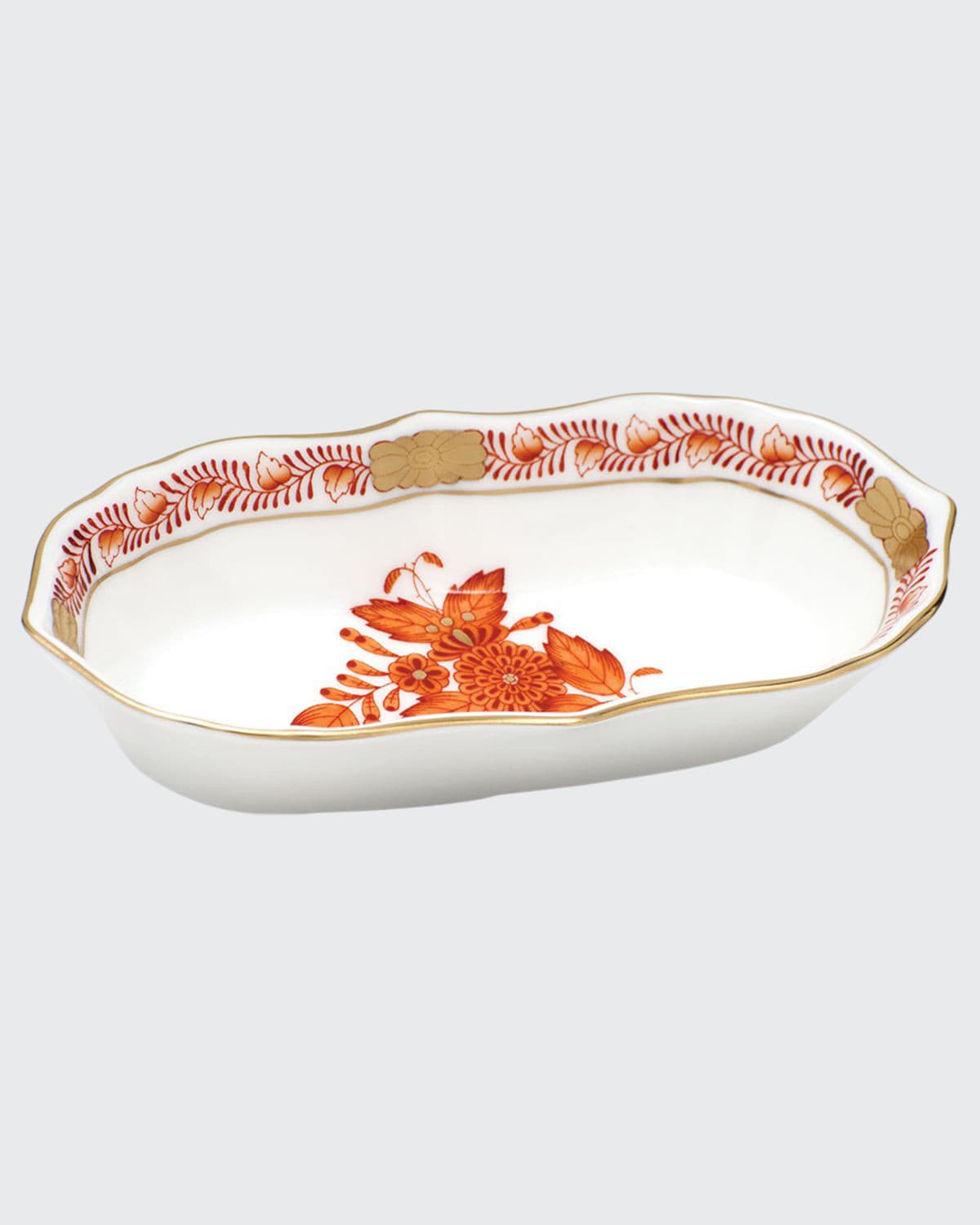 Herend Chinese Bouquet Rust Narrow Pin Dish