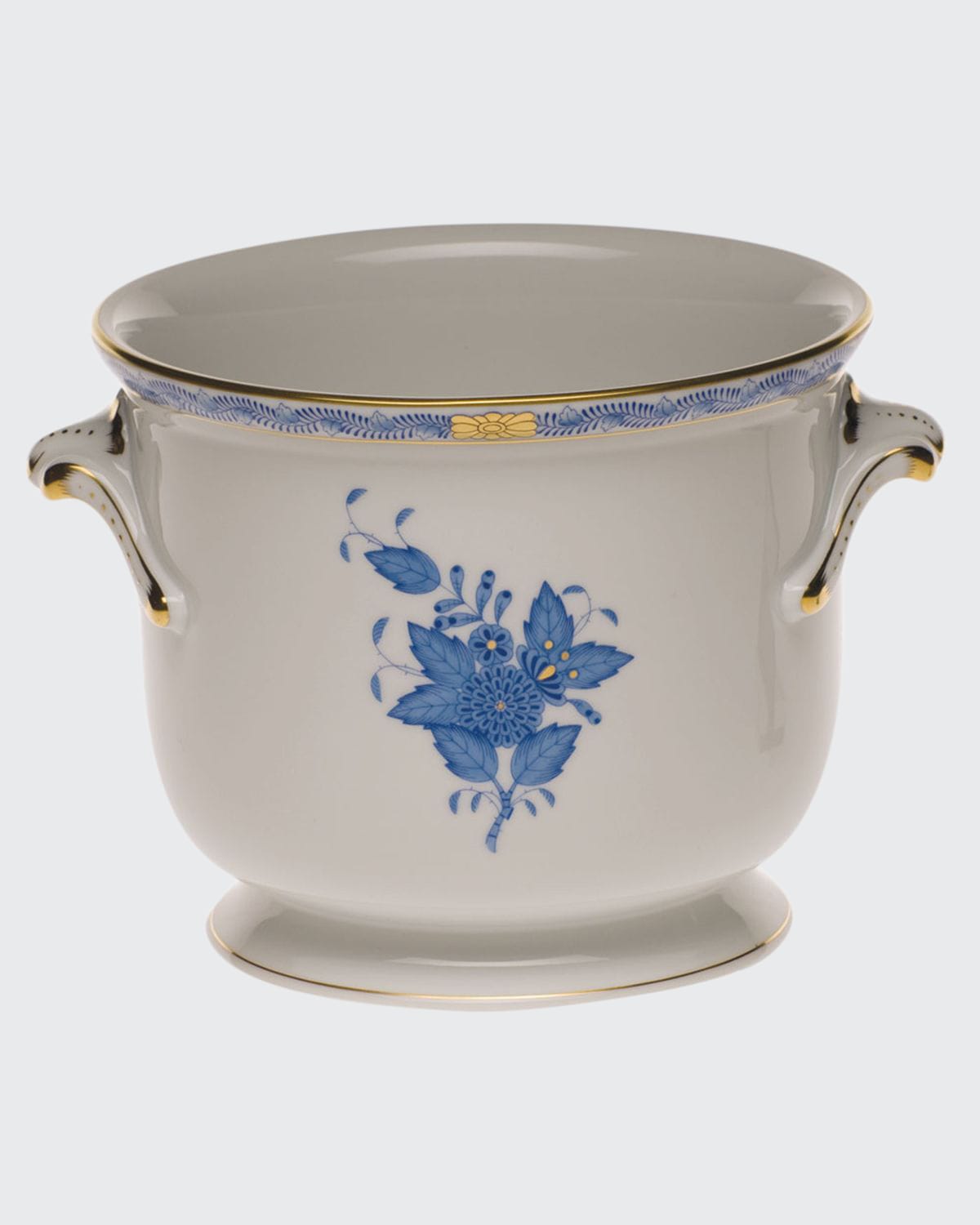 Herend Chinese Bouquet Blue Small Cache Pot In Multi