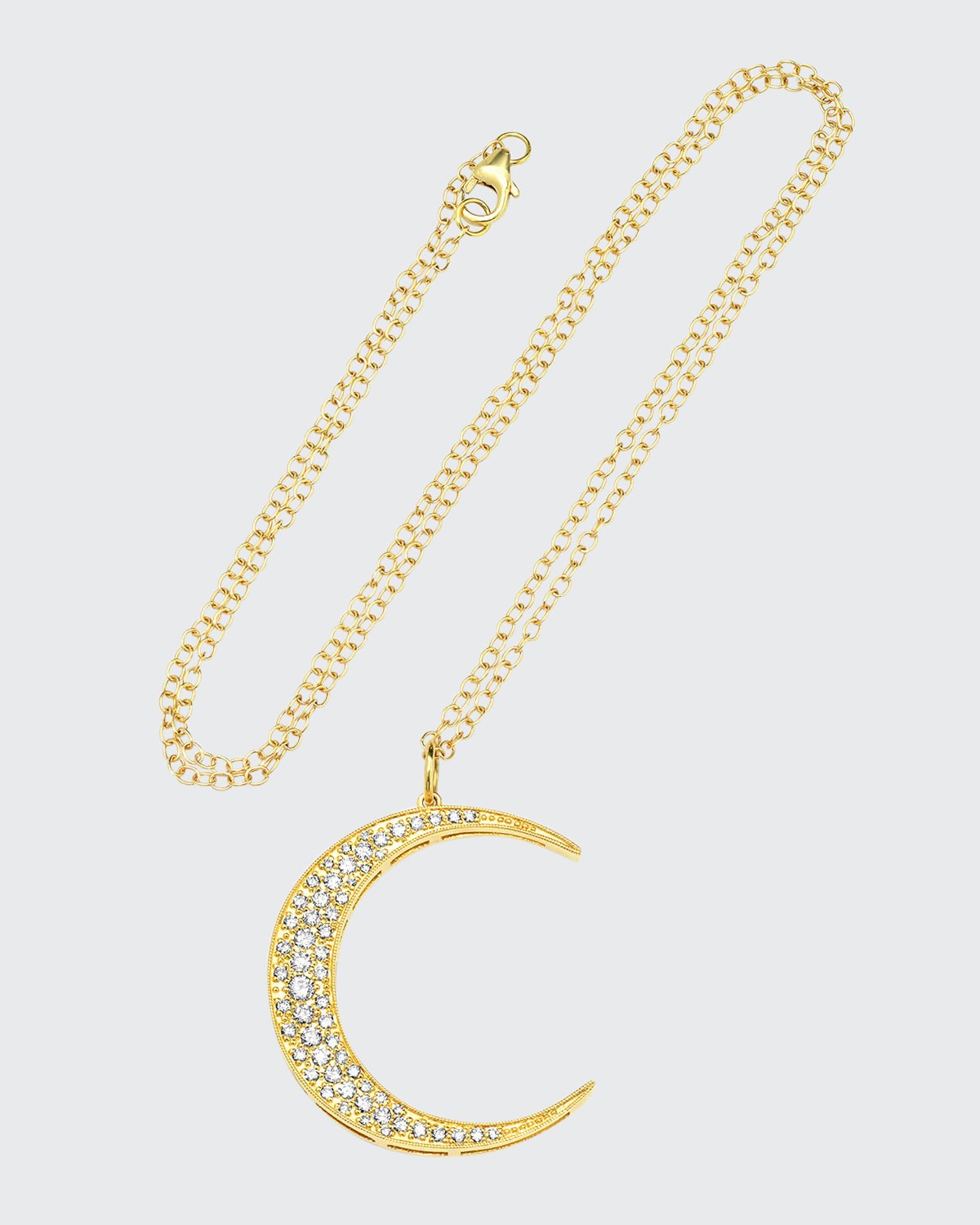 Andrea Fohrman 18k Gold Diamond Crescent Moon Necklace