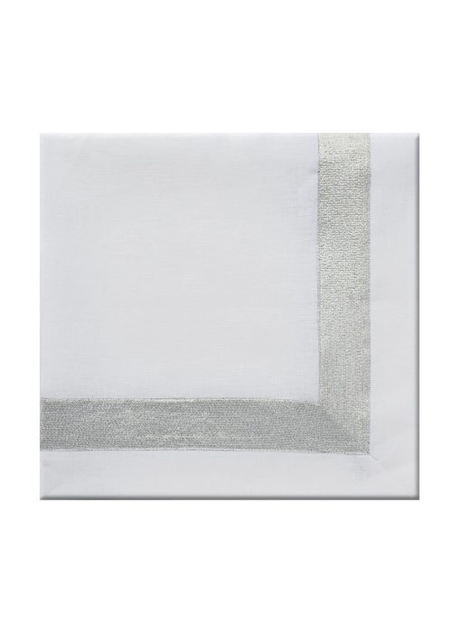 Nomi K Silver Shimmer White New Border Napkin In Silver
