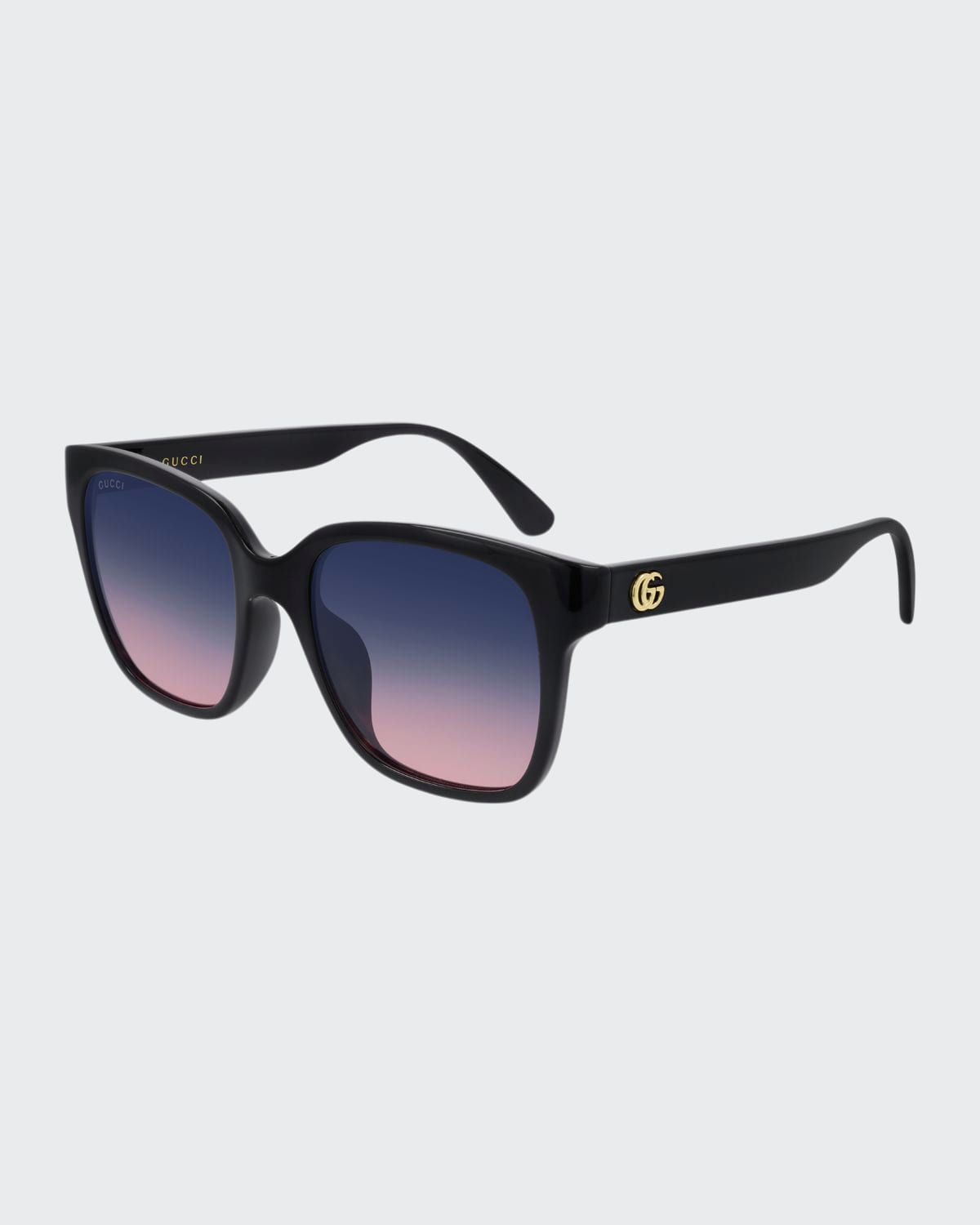 Gucci Square Gradient Sunglasses In Black Purple Pink