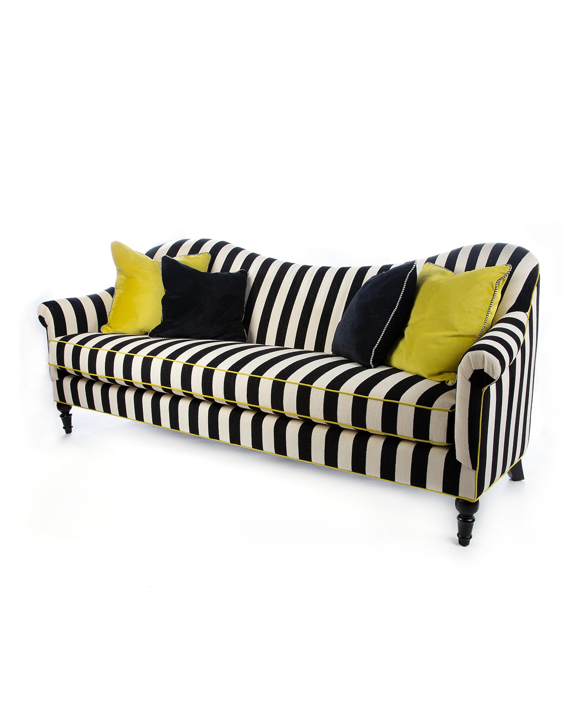 Mackenzie-childs Marquee Chenille Stripe Sofa In Black/white