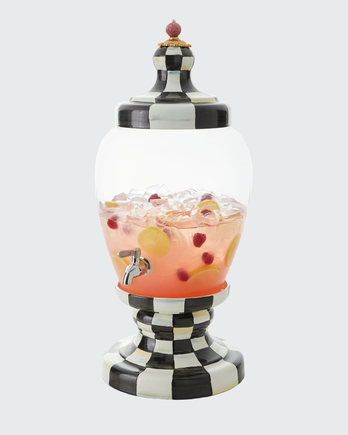 Mackenzie-childs Courtly Check Enamel Beverage Hostess In Black/white
