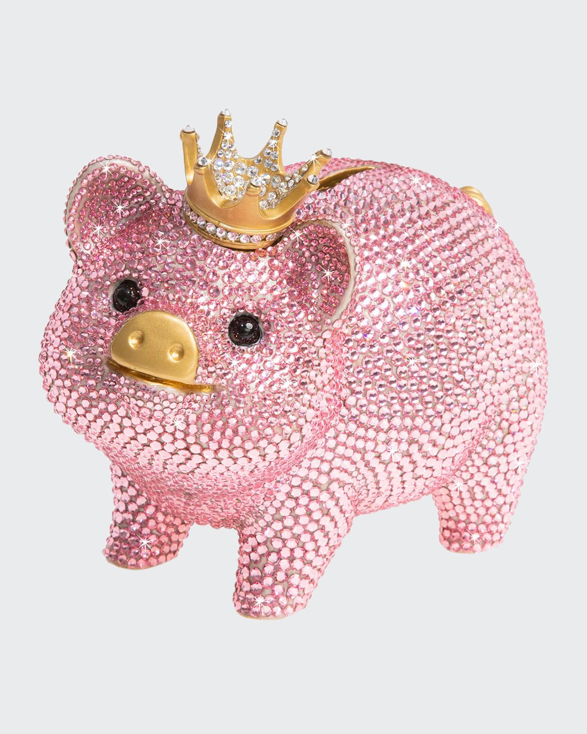 Shop Jay Strongwater Pave Piggy Bank With Crown In Light Pink