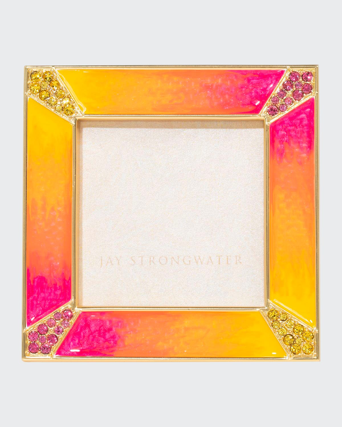 Shop Jay Strongwater Leland Ombre Pave Corner Frame, 2" In Bright Pink