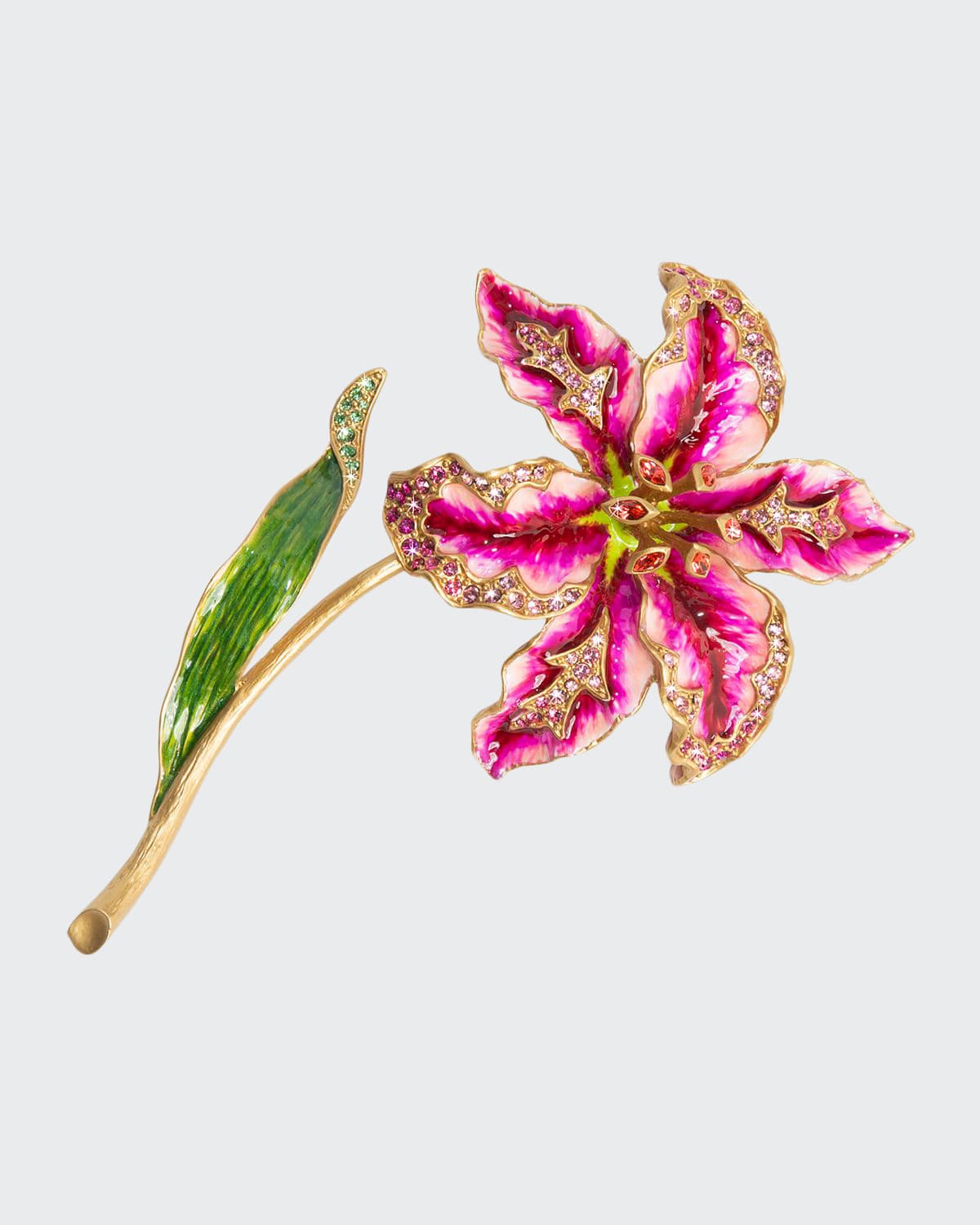 Jay Strongwater Enameled Crystal Lily In Multi