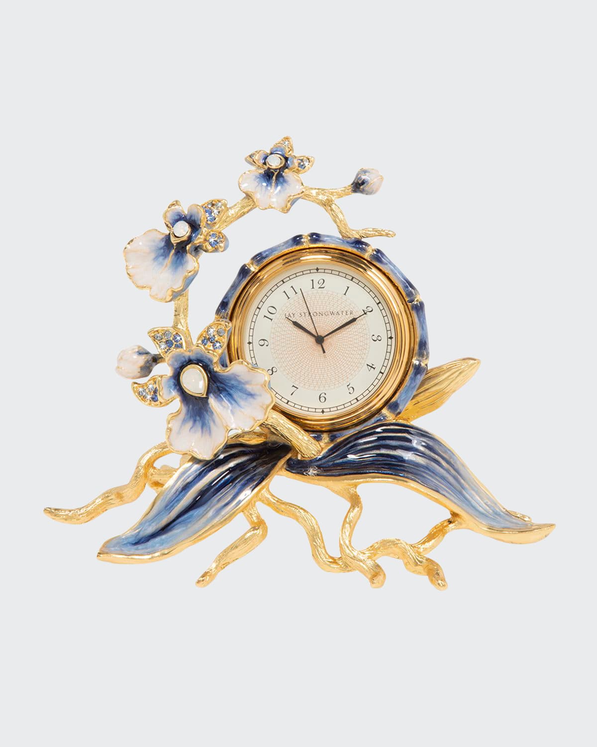 Shop Jay Strongwater Indigo Orchid Clock In Blue