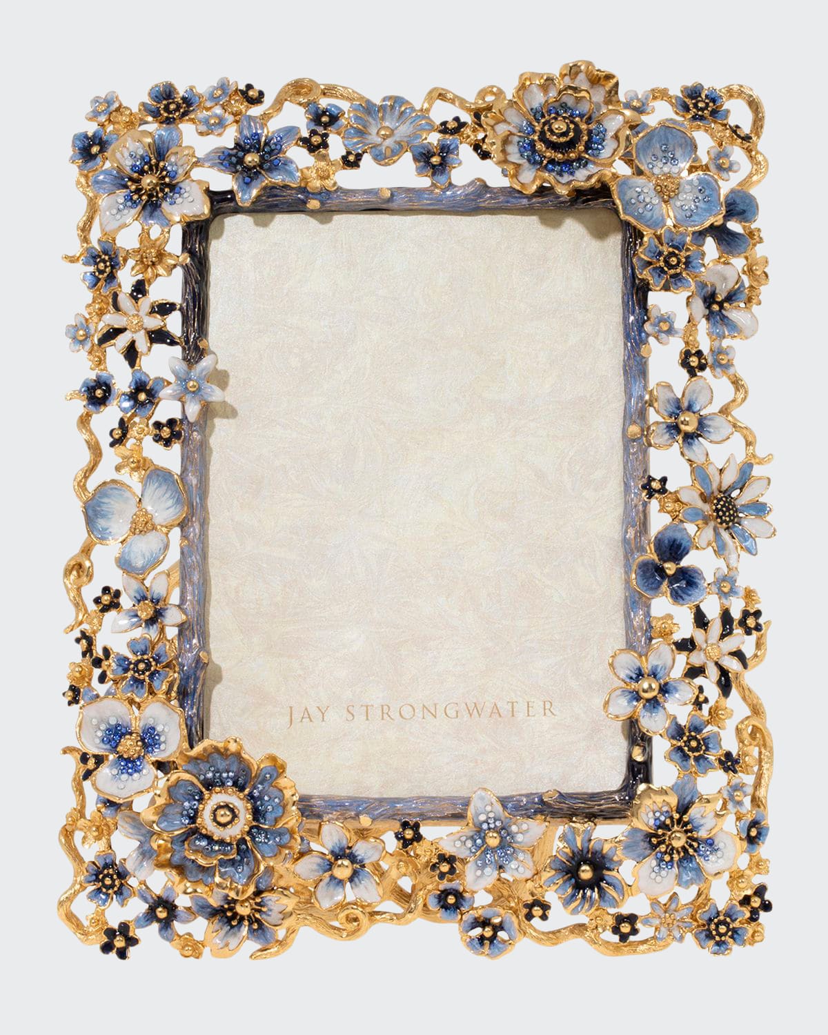 Jay Strongwater Indigo Cluster Flower Frame, 5" X 7" In Blue