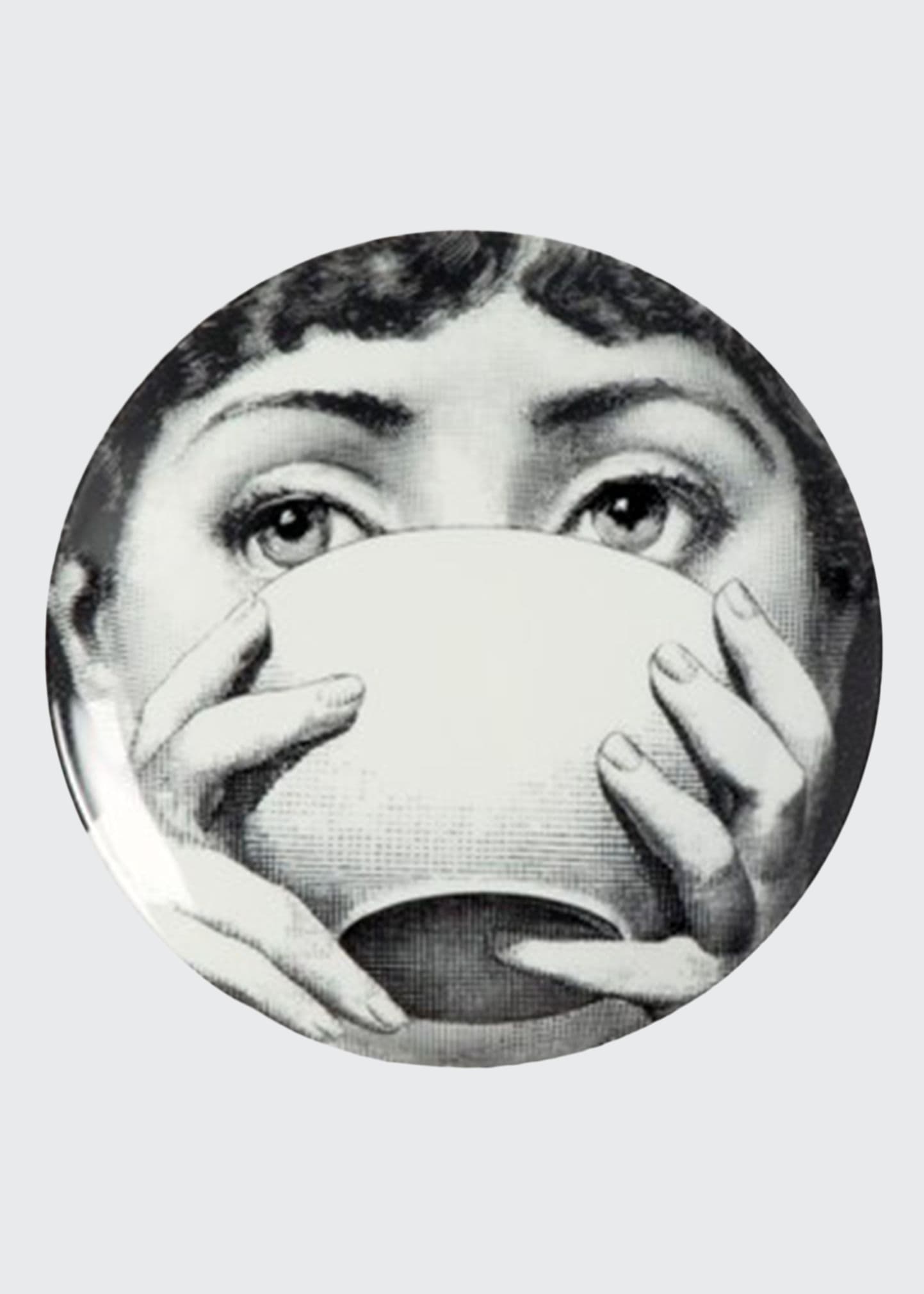 Fornasetti Tea Cup Print Plate In Black/white