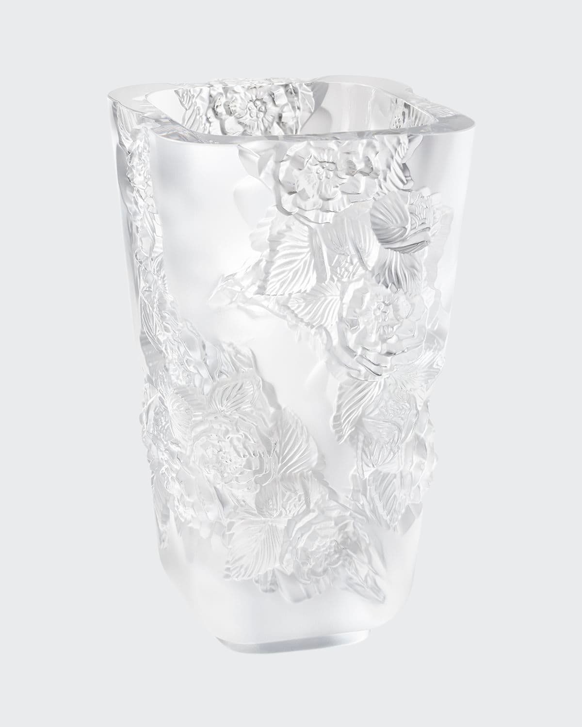 Shop Lalique Pivoines Grand Vase In Clear