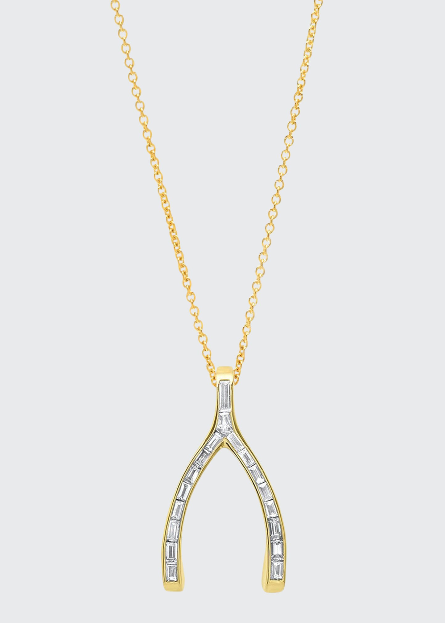 Jennifer Meyer Channel-Set Diamond Baguette Wishbone Necklace