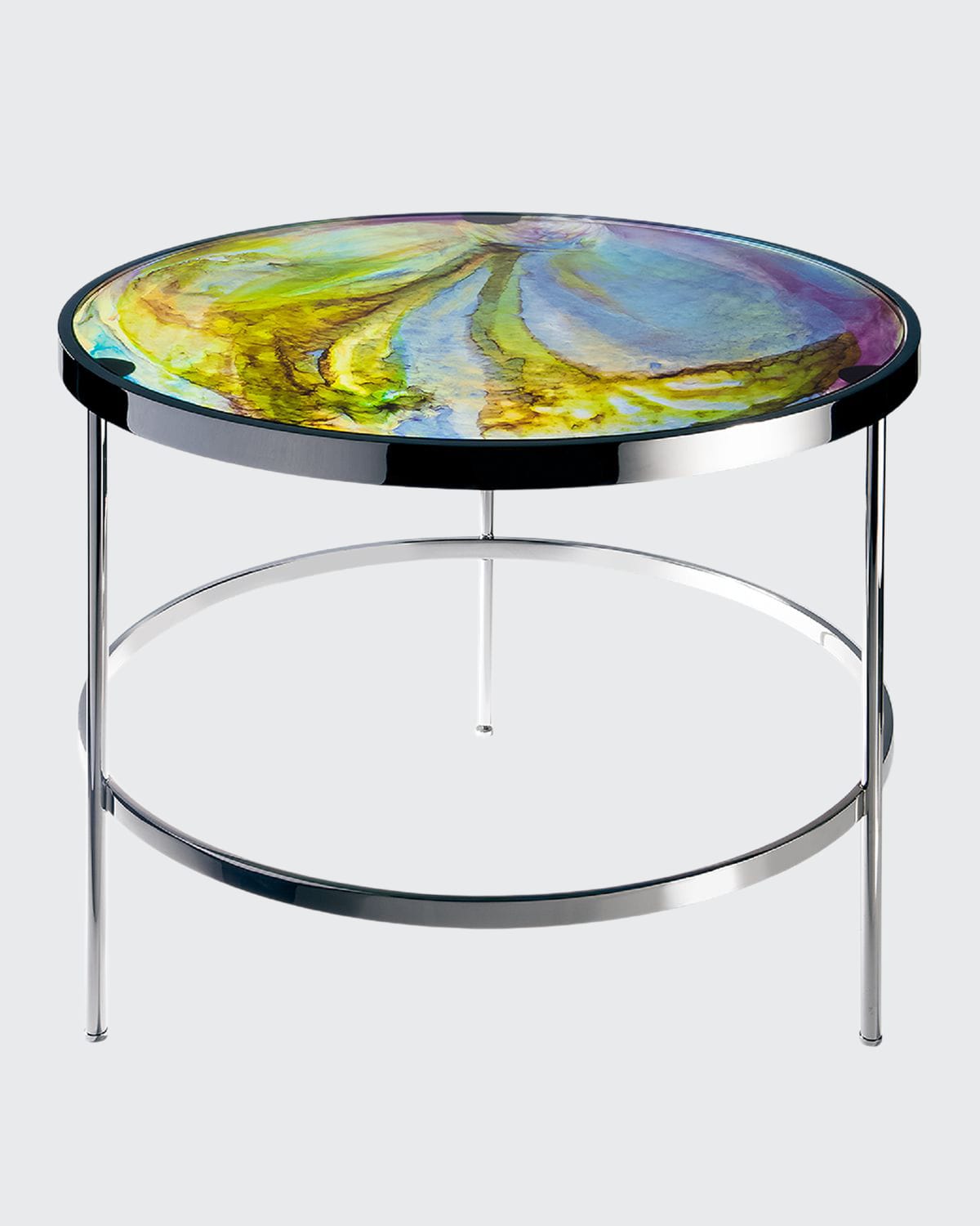 Daum Aqua Blue Side Table In Metallic