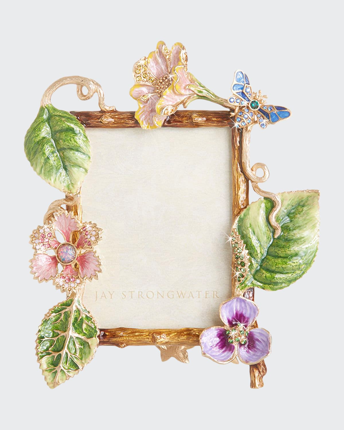 Jay Strongwater Flora & Fauna Fray Dutch Floral 14k Goldplated, Swarovski Crystal & Enamel Picture Frame In Multi