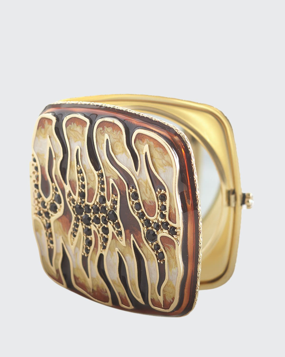 Jay Strongwater Tiger Striped Compact In Brown