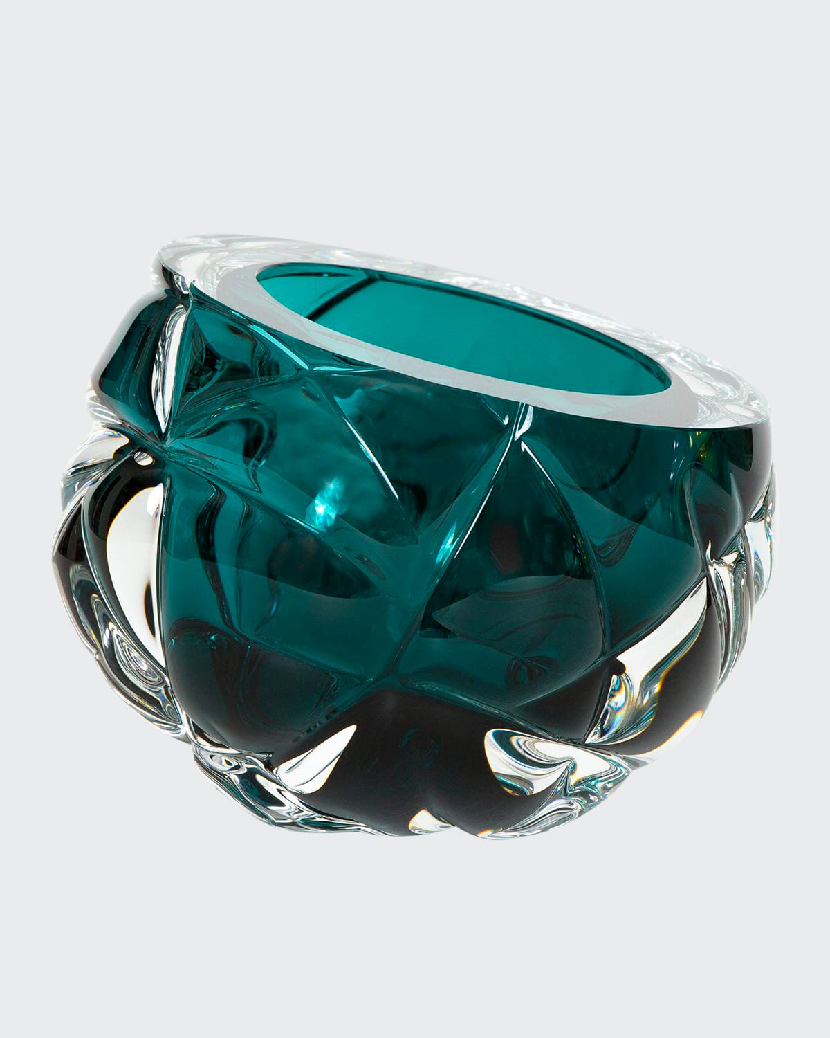 Shop Feyz Studio Cut Hand-blown Glass Lagoon Blue Vase - Medium