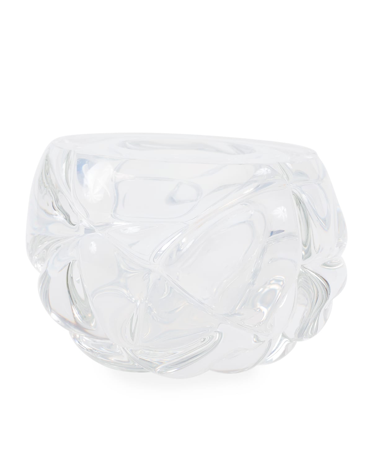 Feyz Studio Cut Hand-blown Glass Opaline Vase - Medium In Transparent
