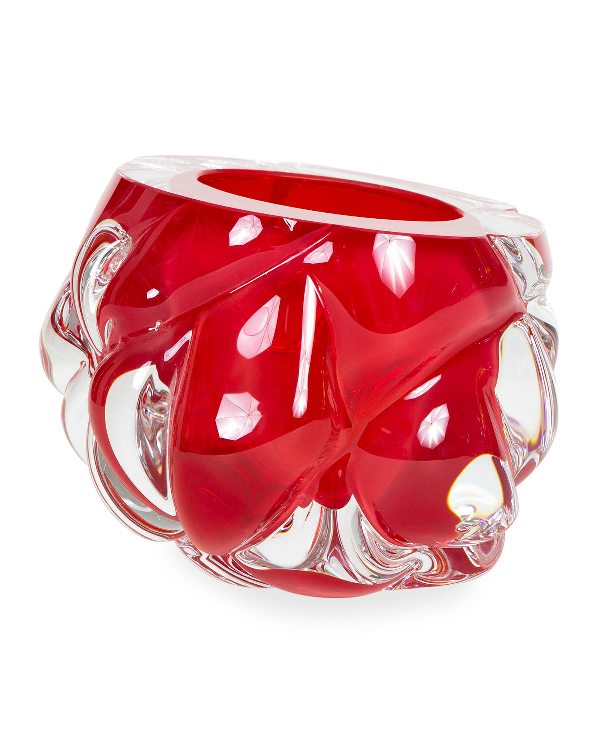 Shop Feyz Studio Cut Hand-blown Glass Strawberry Red Vase - Medium