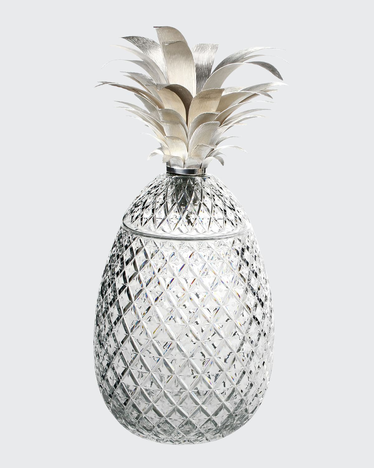 William Yeoward Crystal Isadora 26" Silver Pineapple Centerpiece In Transparent