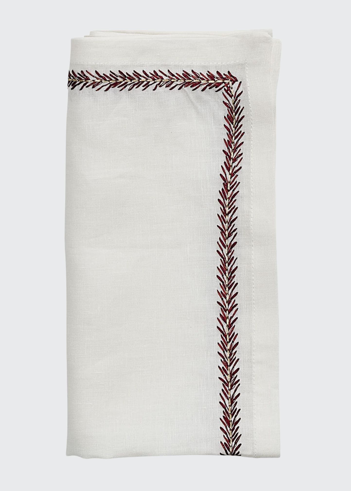 Kim Seybert Jardin Linen Napkin In White/red
