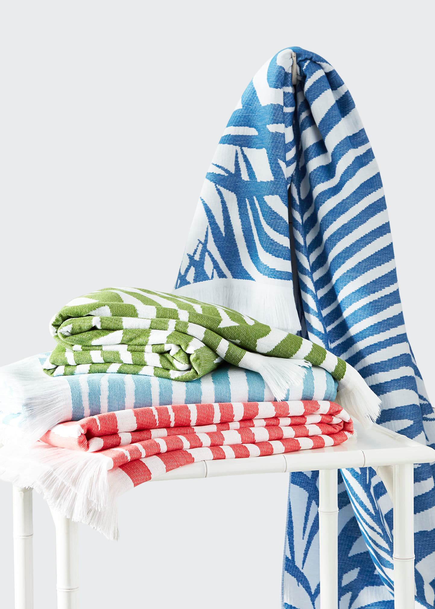 Matouk Schumacher Zebra Palm Beach Towel In Cerulean