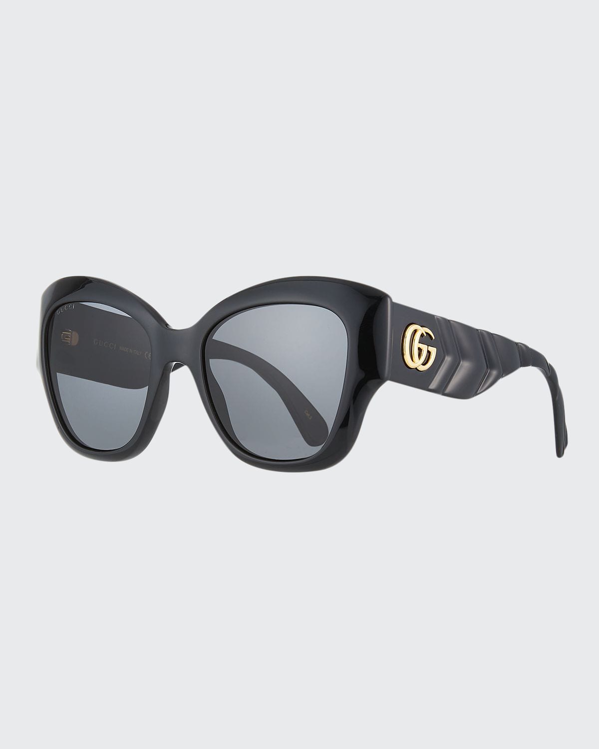 Shop Gucci Oversized Acetate Butterfly Sunglasses In Black