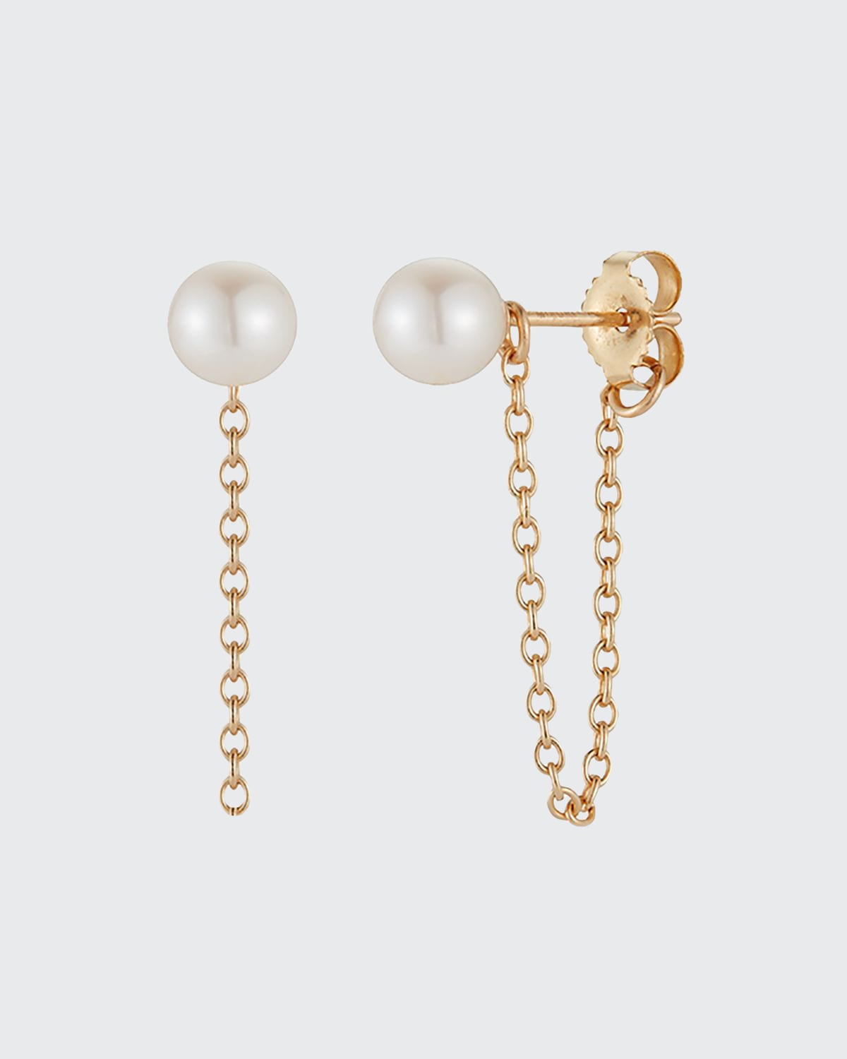 Mizuki Sea of Beauty 14k Gold Pearl-Stud Short Chain Earrings