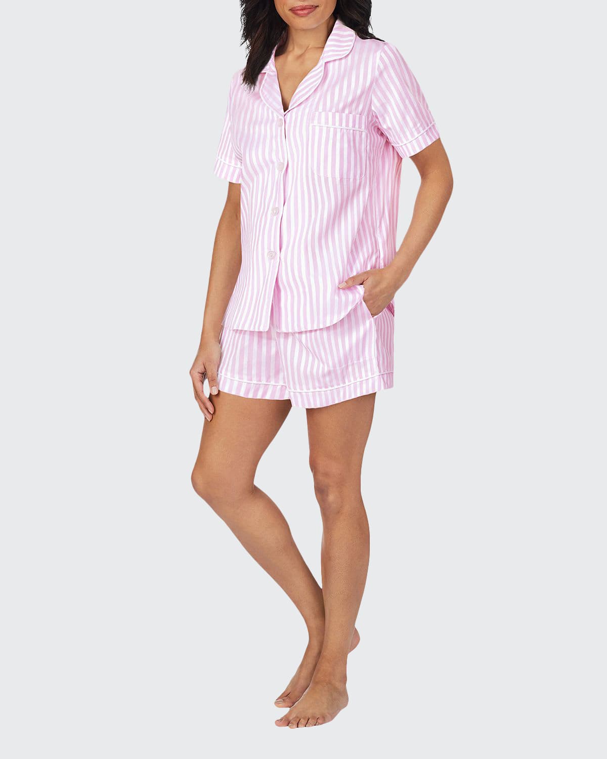 BedHead Pajamas 3D Striped Cotton Shorty Pajama Set