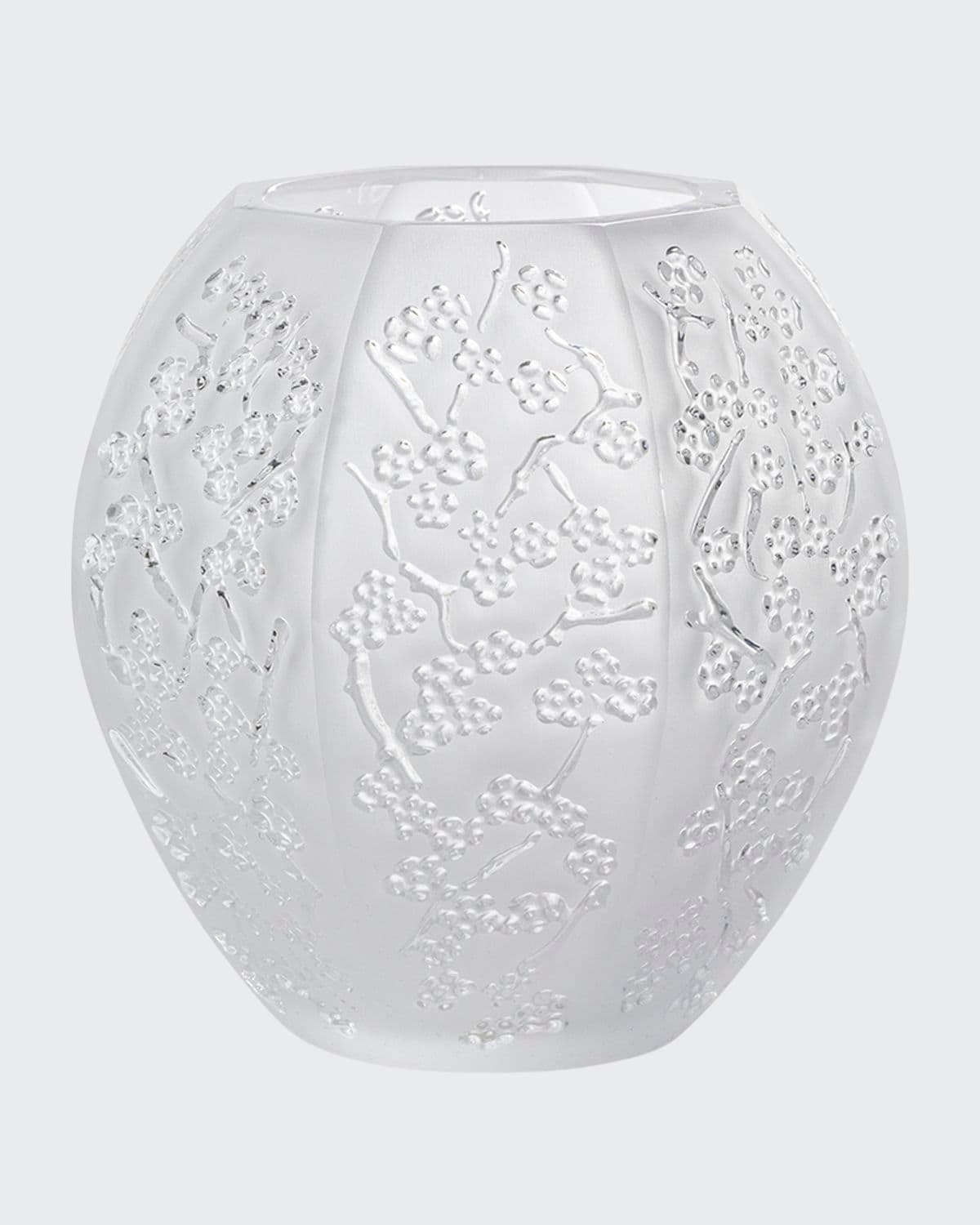 Lalique Small Crystal Sakura Vase In Clear