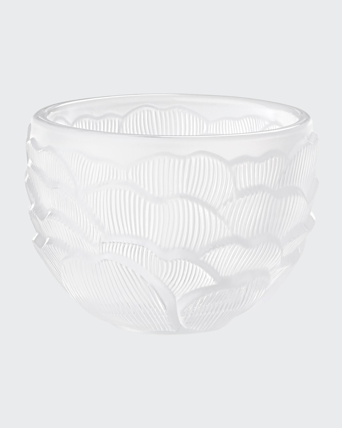 Lalique Pivoine Crystal Votive Holder In Clear