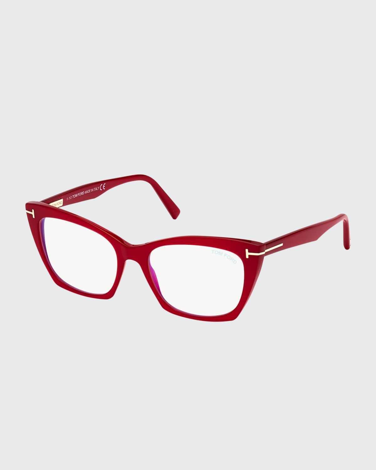 Shop Tom Ford Blue Block Acetate Cat-eye Optical Glasses In Red