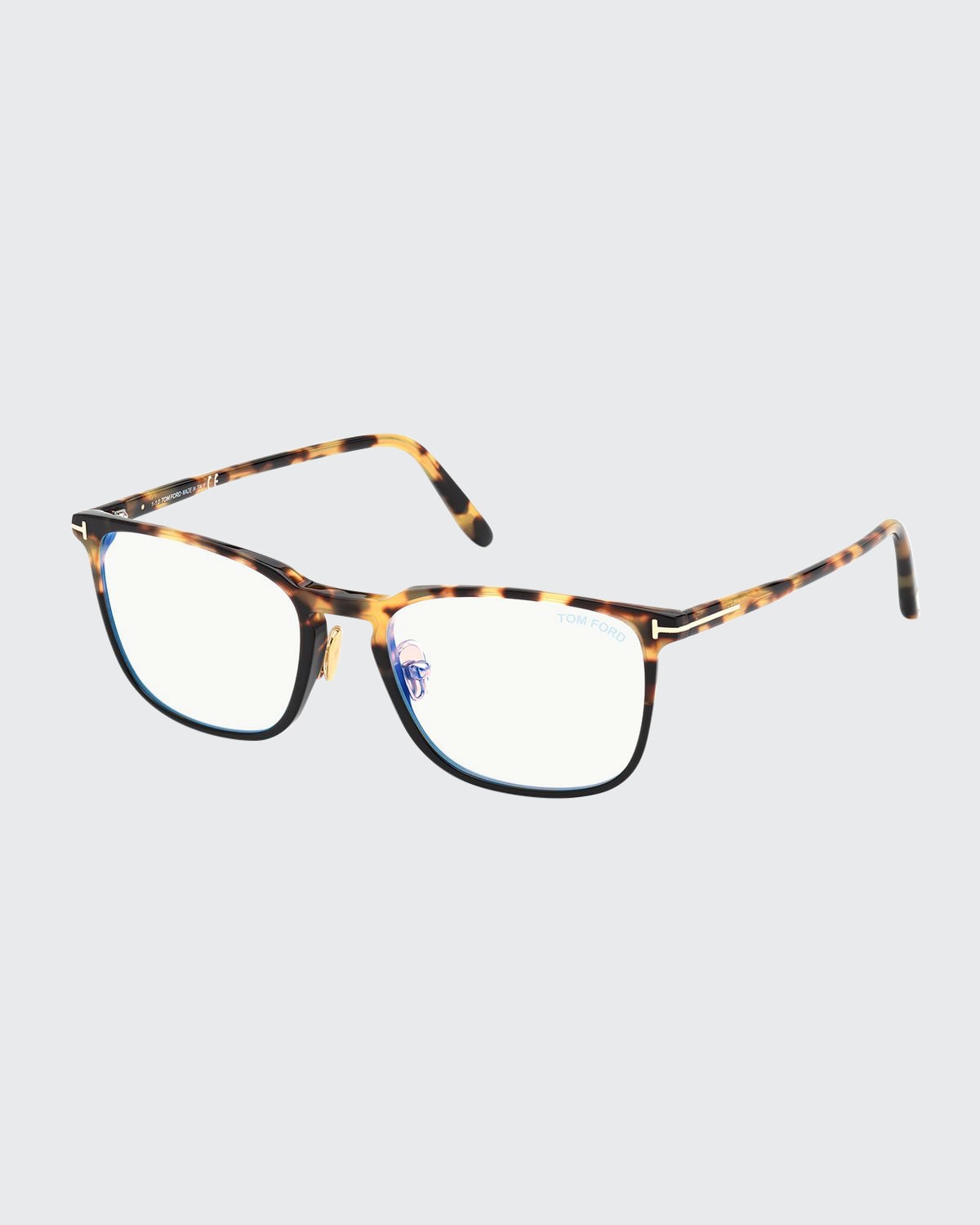 Shop Tom Ford Blue Block Square Plastic Optical Glasses In Tortoise