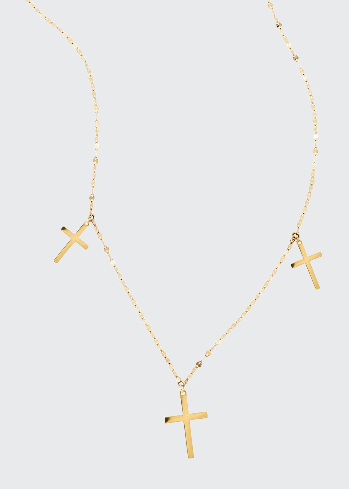 14k Yellow Gold Triple Cross Necklace