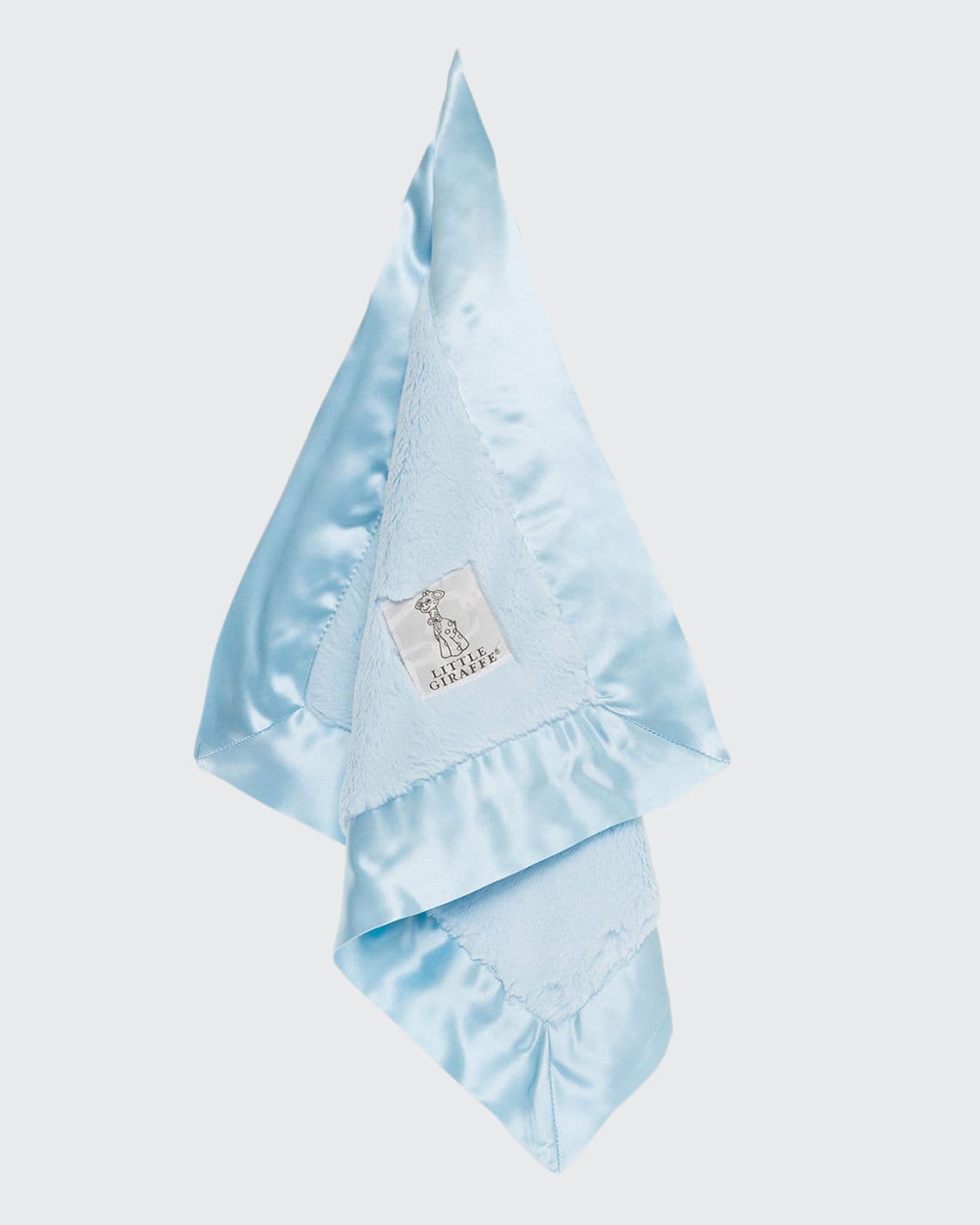 Shop Little Giraffe Luxe Solid Plush Baby Blanket W/ Satin Border In Blue
