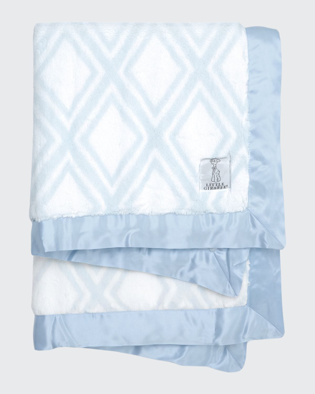 Little Giraffe Kids' Luxe Diamond Printed Plush Baby Blanket In Blue